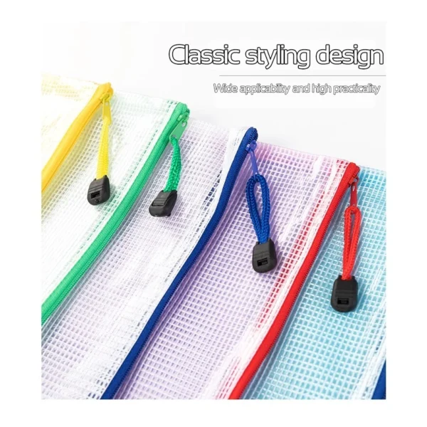Set Of 5 A4 Mesh Zipper Bag