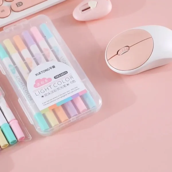 Set Of 6 Creative Dual Tip Candy Color Highlighters