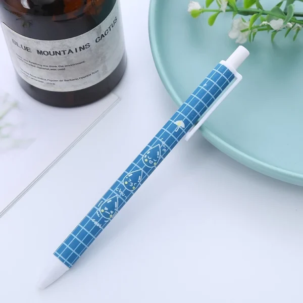 Set Of 6 Cute Blue Rain Droplet Gel Pen