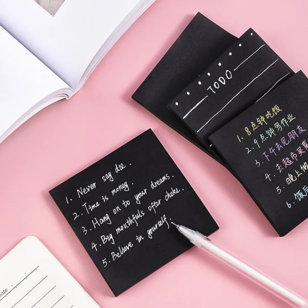 Black Sticky Notes Memo Pad
