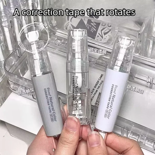 Set Of 3 Press Rotatable Correction Tape