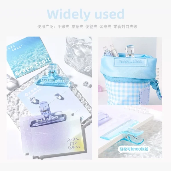 Set Of 4 Minimalist Transparent Acrylic Folder Clip