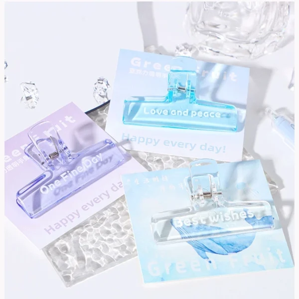 Set Of 4 Minimalist Transparent Acrylic Folder Clip