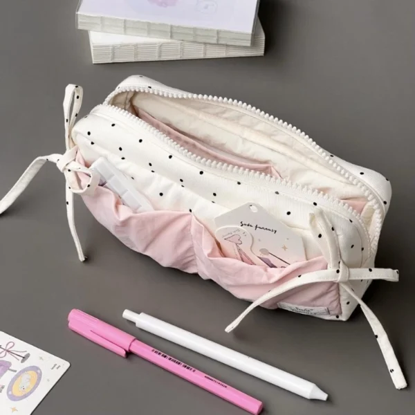 Polka Dot Bow Pencil Case